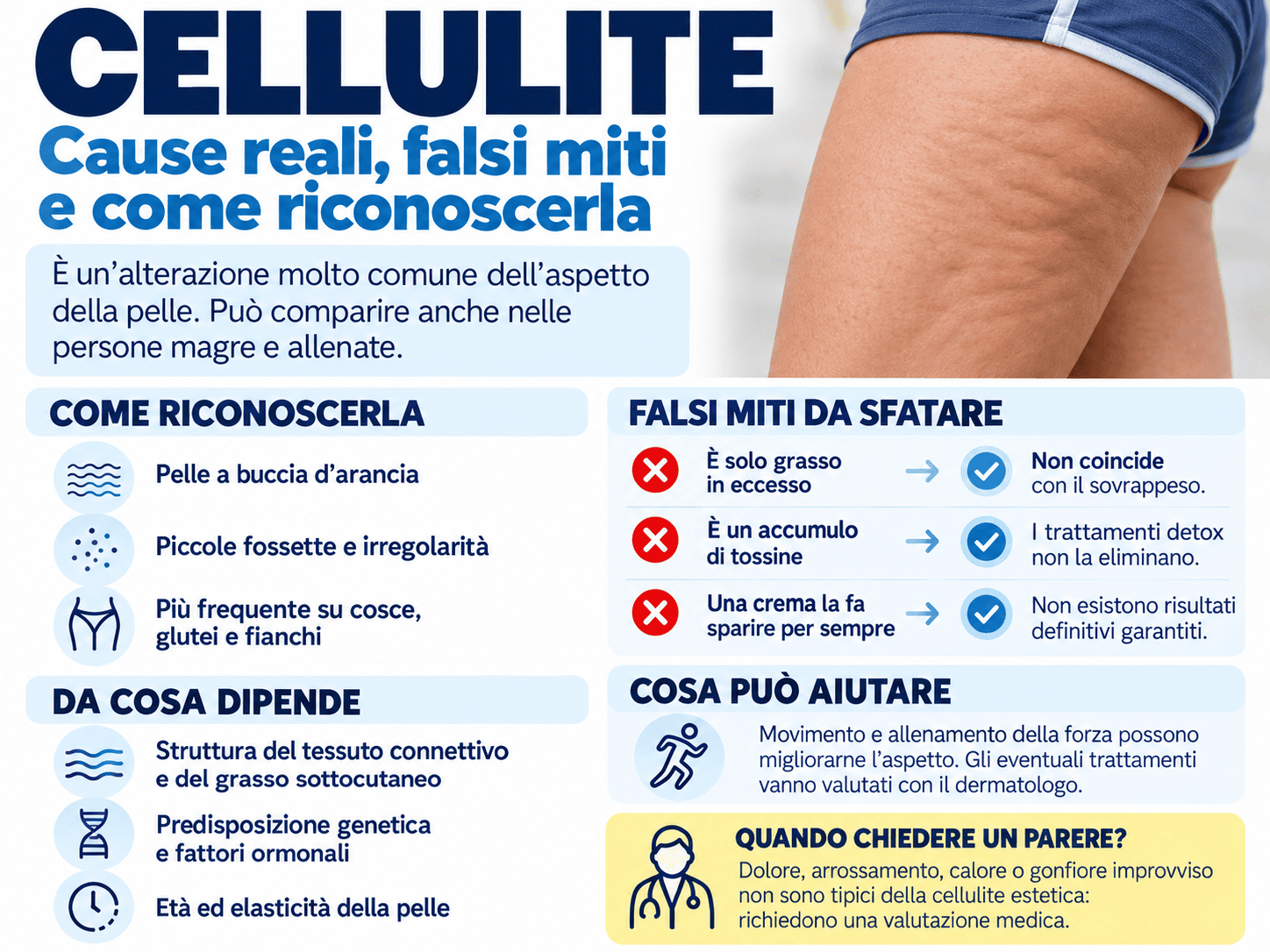 Cellulite: cause reali, falsi miti e come riconoscerla