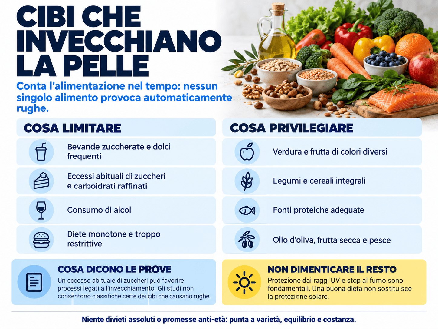 Cibi che invecchiano la pelle