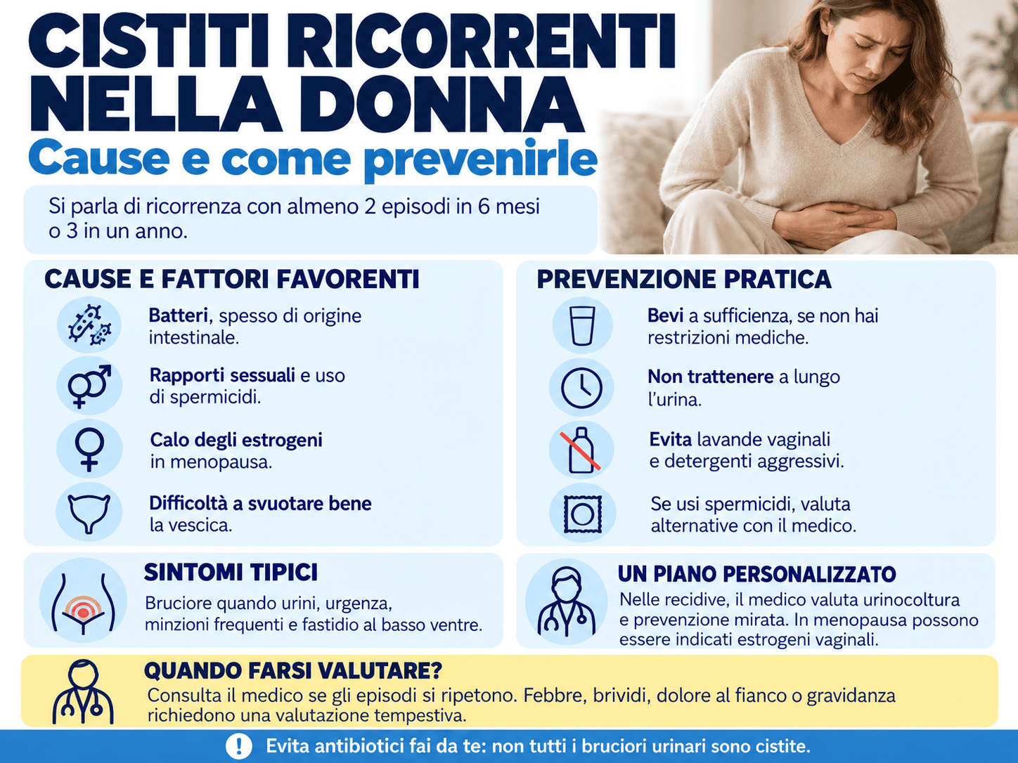 Cistiti ricorrenti nella donna: cause e come prevenirle