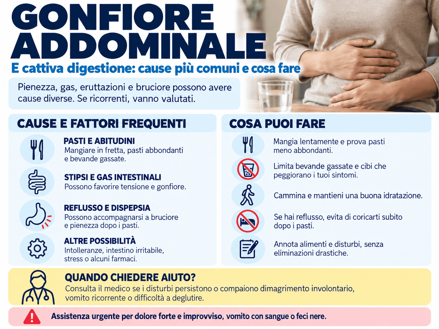 Gonfiore addominale e cattiva digestione: cause più comuni e cosa fare