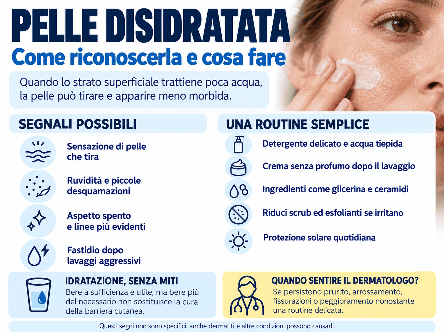 Pelle disidratata: come riconoscerla e cosa fare