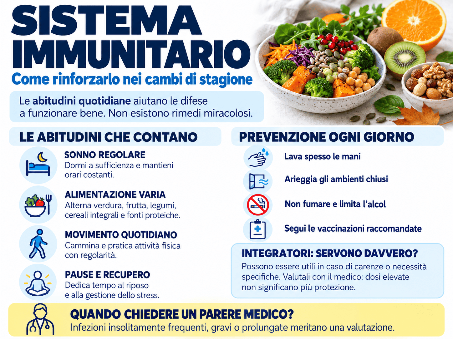 Sistema immunitario: come rinforzarlo nei cambi di stagione