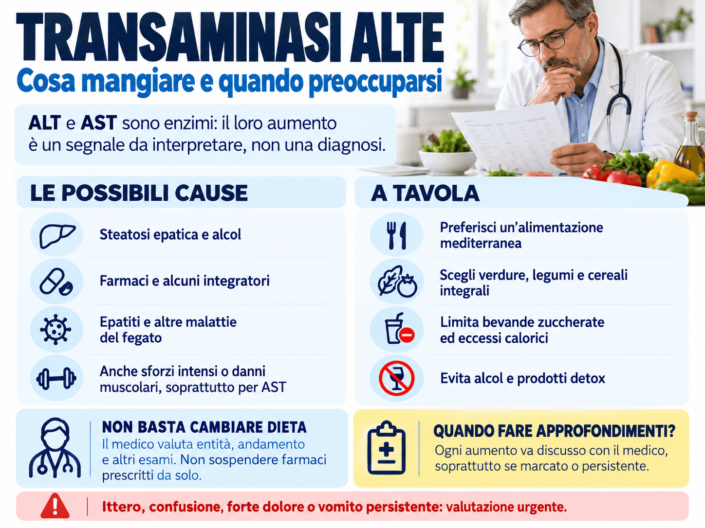Transaminasi alte: cosa mangiare e quando preoccuparsi